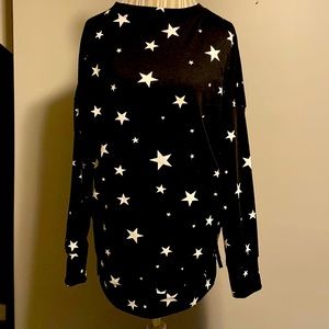 NWOT AZOKOE loose star printed crew neck pullover top size XL